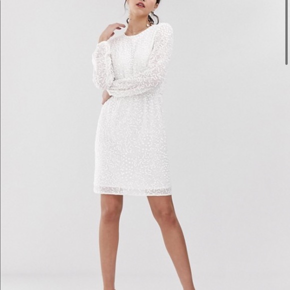 Y.A.S. Beaded open back mini dress white - Picture 4 of 4